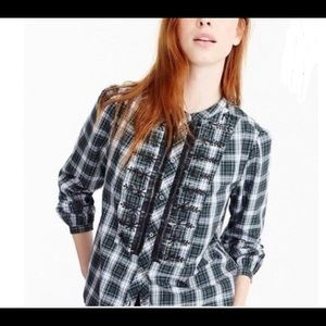 J. Crew Snowflake Christmas Tartan Plaid Top 117